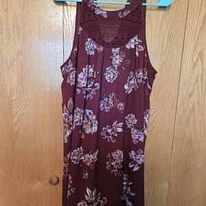 Maurices Burgundy Floral Midi Dress
